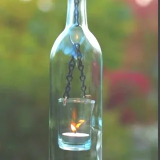 Wine bottle lantern